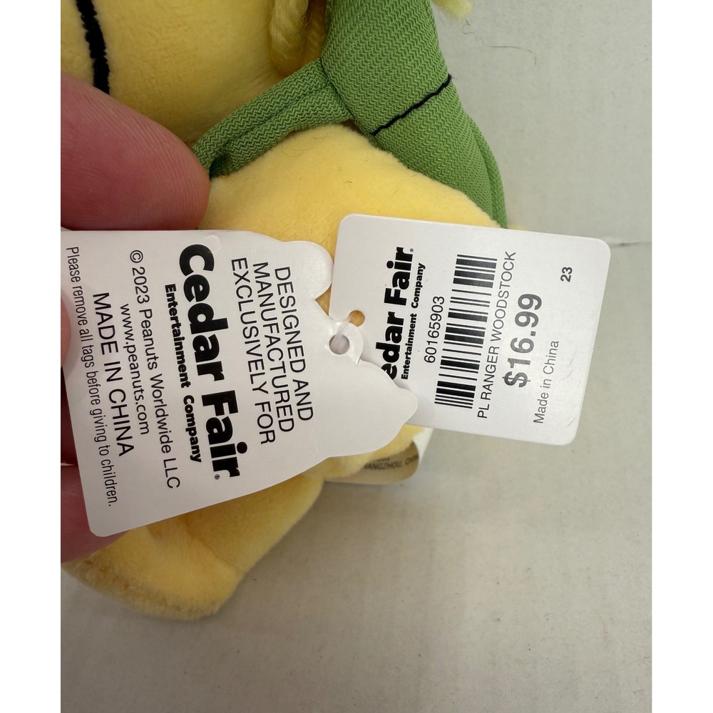 Peanuts Woodstock Plush Ranger Scout 9" Yellow Green‎ Cedar Fair NWT 2023 - Picture 2 of 7